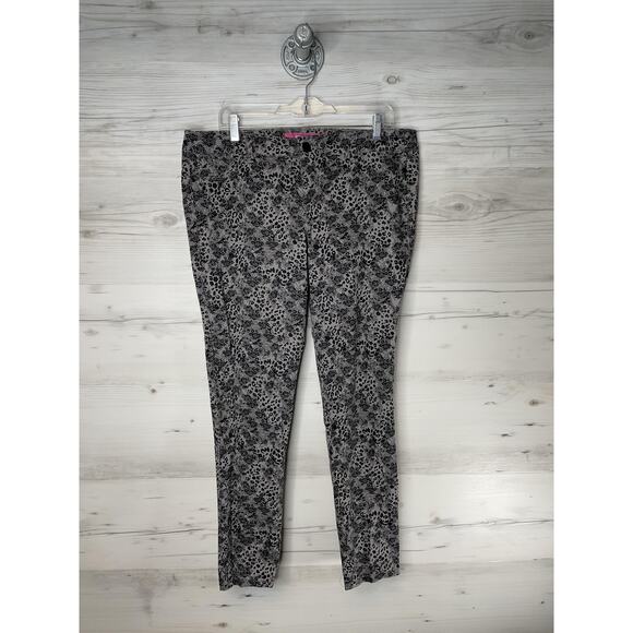 GLO Jeans Juniors XL Gray Black Skinny Leopard Floral Print Stretch ORALIE - Picture 1 of 13